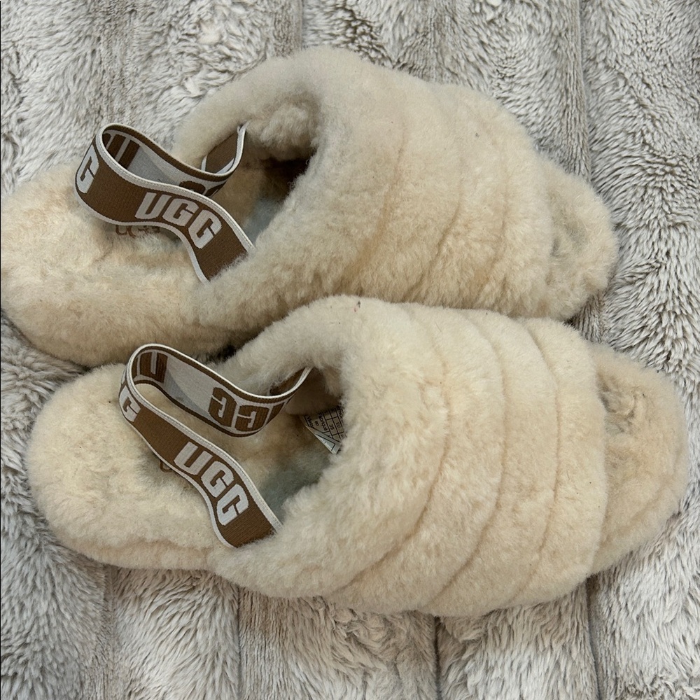 UGG Plush Cream Slides